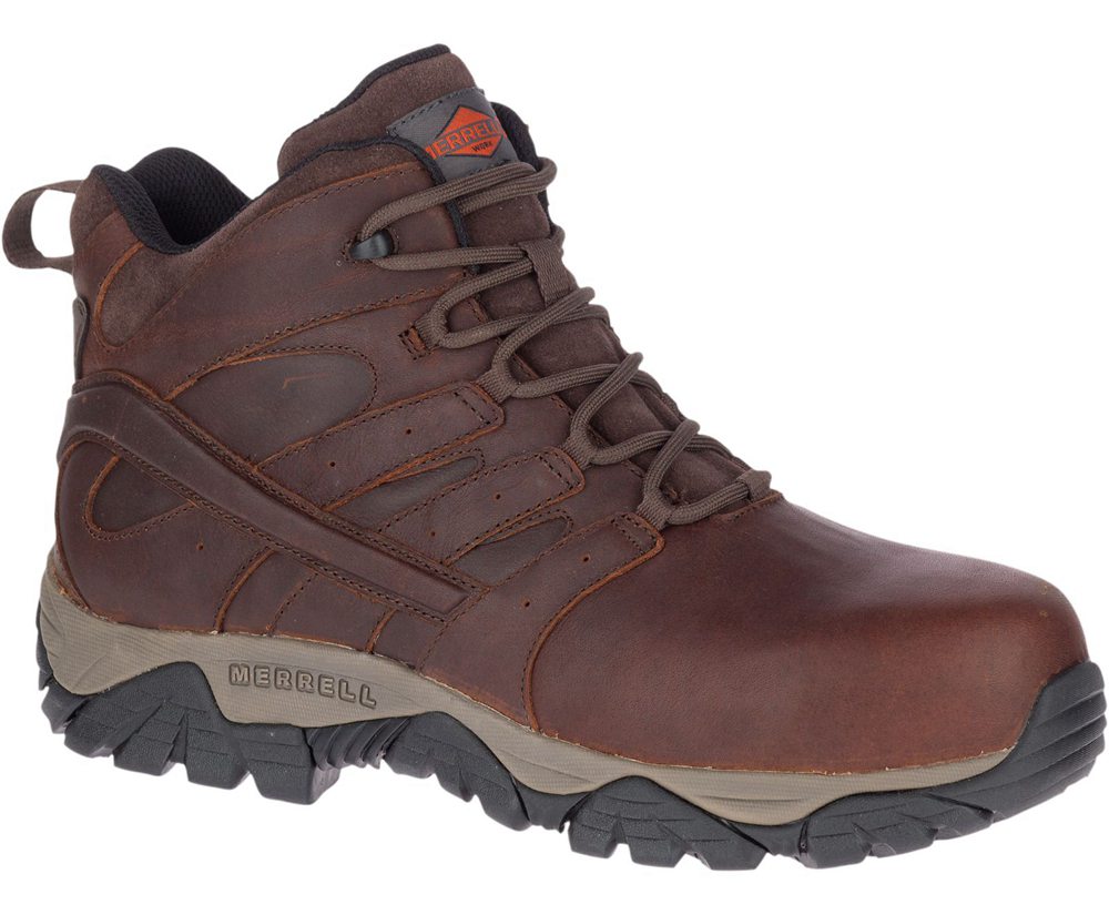 Merrell Boots Brown - Moab Vertex Mid Leather Waterproof Comp Toe Wide Width - Mens 83YIAGXNL